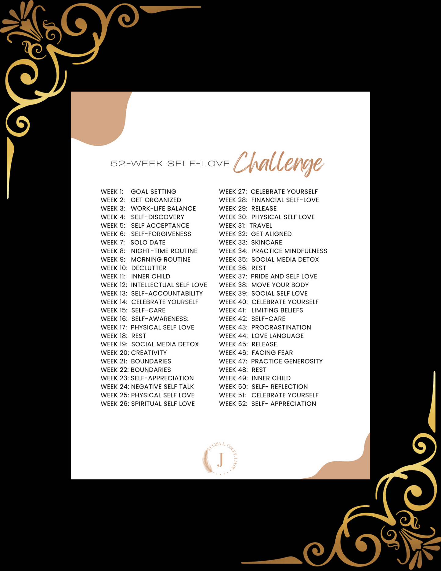 52-Week Self-Love Challenge eWorkbook